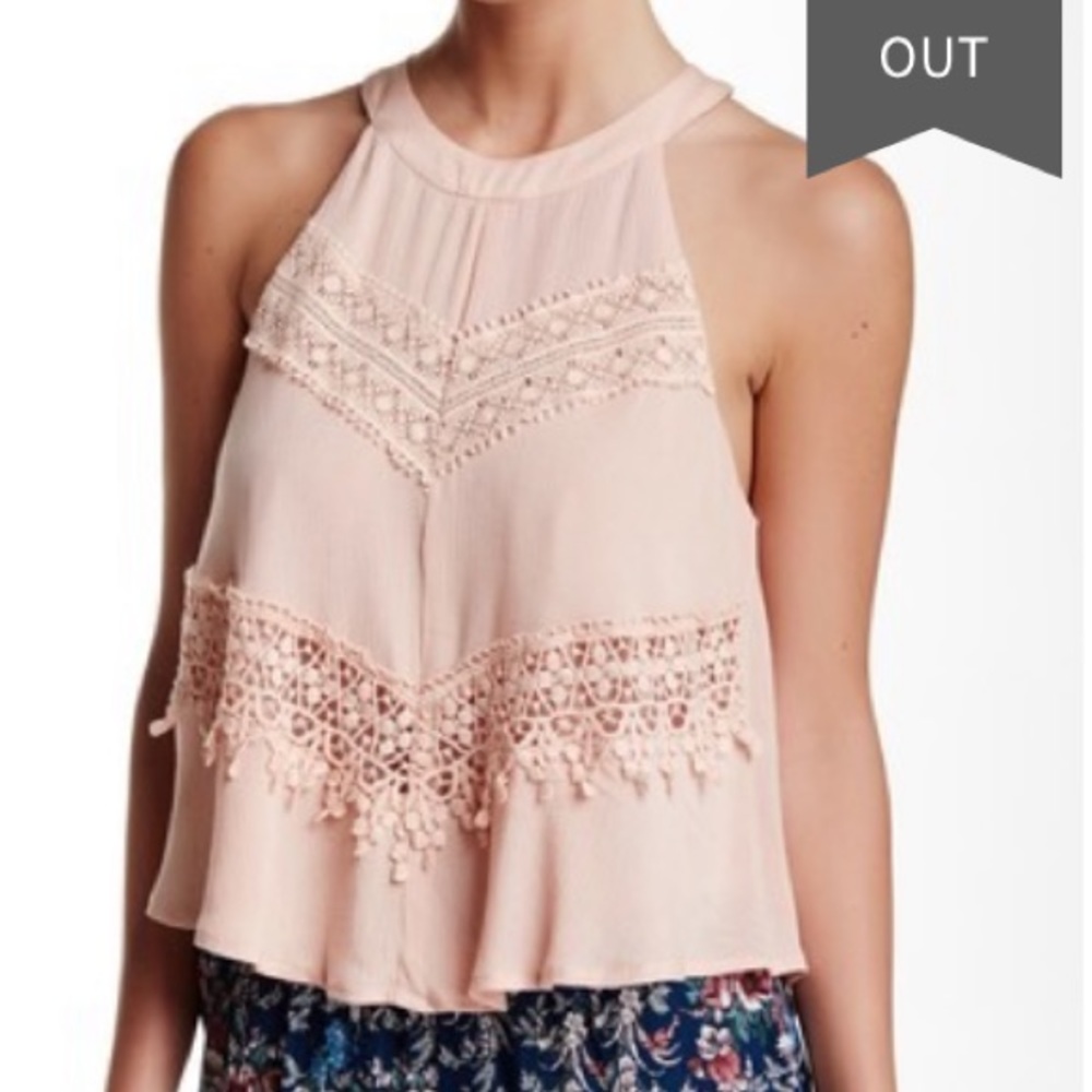 ASTR High Neck Crochet Tank Top